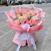 19支粉玫瑰尤加利叶花束