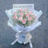 11支爱莎玫瑰搭配满天星花束