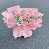 11支粉色康乃馨白星花束