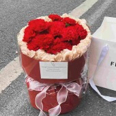 11支红色康乃馨圆形花束