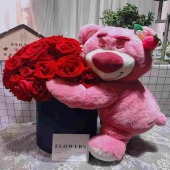 19支红玫瑰草莓熊花束