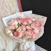 【午后红茶】5支粉雪山喷色复古红混搭折射花束送女友送闺蜜