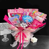 【零食随机】10种零食7颗棒棒糖粉色系零食花束