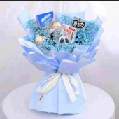 【六一儿童节】一束蓝色系满天星零食花束送男友儿童节礼物（零食随机搭配介意勿拍）