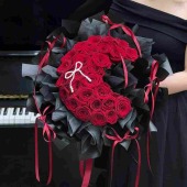 【浪漫七夕】33支红玫瑰月亮花束鲜花送女友花店送花上门