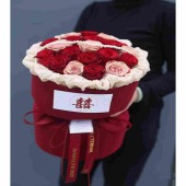 【此情不渝】19支红玫瑰卡布奇诺订亲花束鲜花花束花店送花上门