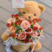 【爱的抱抱】7支卡布奇诺巧克力泡泡抱抱桶花束鲜花店送花上门