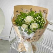 3支白玫瑰茉莉古风包装