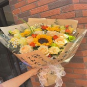 【古风】3支向日葵8支香槟混搭花束鲜花店送花上门