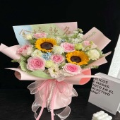 【金榜题名】2支向日葵7支洛神混搭蓝星花翠珠鲜花花束花店送花上门