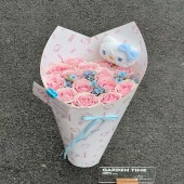 【HelloKitty】15支粉玫瑰HelloKitty花束送女友送媳妇鲜花店送花上门
