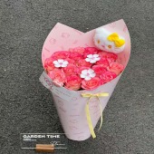 【HelloKitty】15支粉玫瑰爱莎HelloKitty花束送女友送媳妇鲜花店送花上门