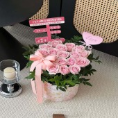 【可可爱爱】19支粉玫瑰抱抱桶鲜花花束送女友送媳妇鲜花店送花上门