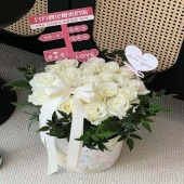 【心心相印】19支白玫瑰抱抱桶鲜花花束送女友送媳妇花店送花上门