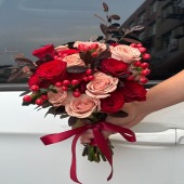 【缘定三生】19支红玫瑰卡布奇诺手捧花结婚手捧领证手捧花花店送花上门