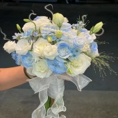 【白头偕老】15支骄傲碎冰蓝混搭手捧花结婚手捧领证手捧花花店送花上门