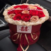 【此情不渝】19支红玫瑰卡布奇诺小香风布订亲花束鲜花花束花店送花上门